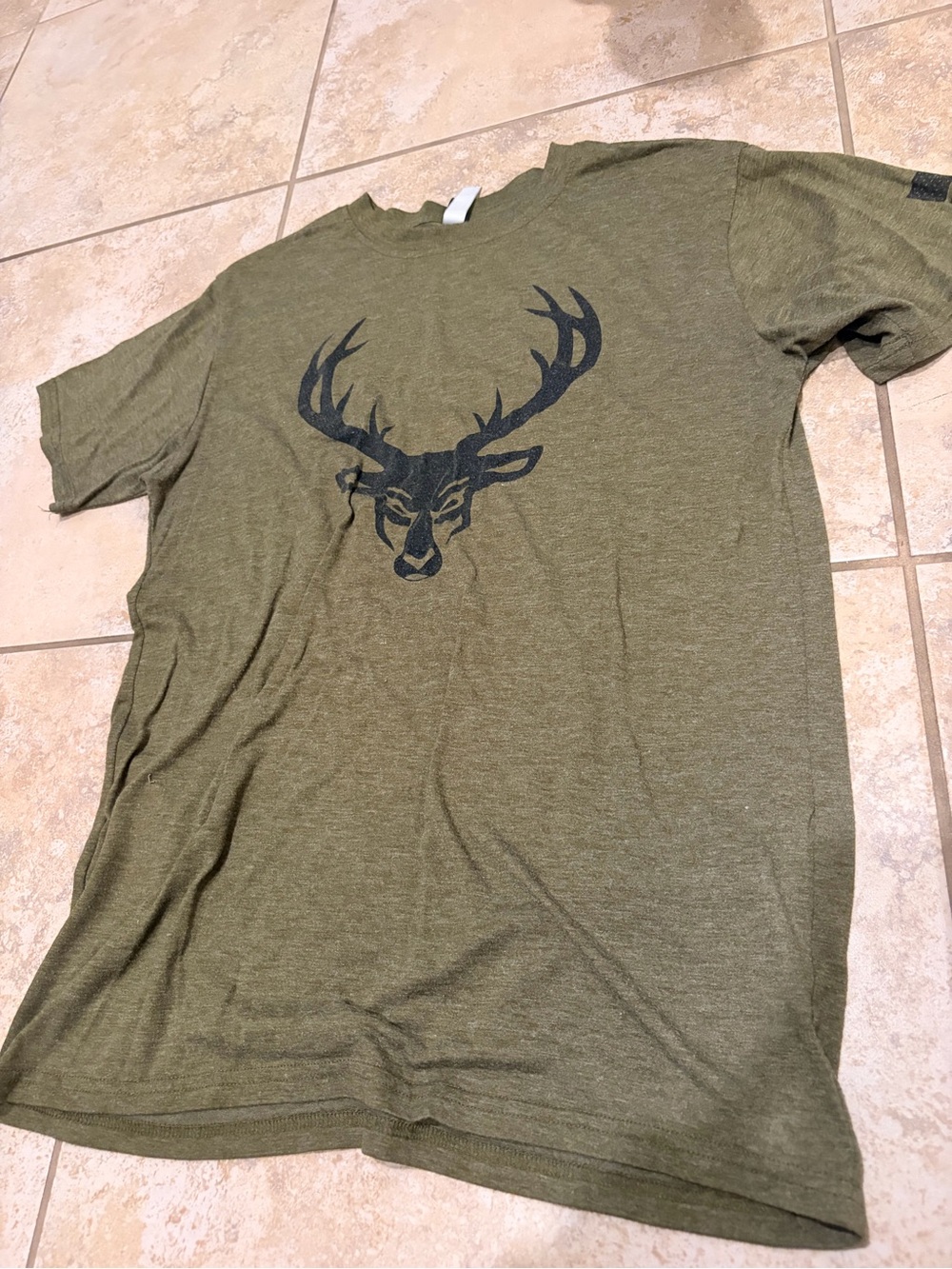 Men's Olive Green Deer Head Graphic Tee